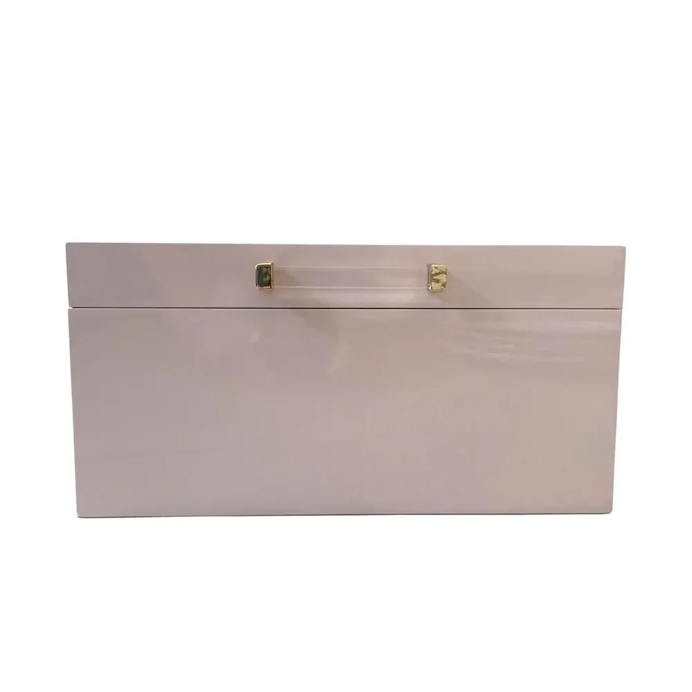 Pastel Pink Jewelry Box Organizer with Acrylic Handle 10.25